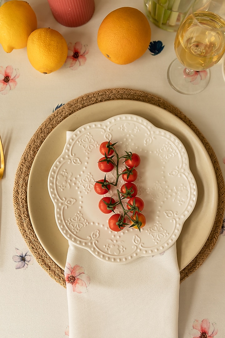 White Polyester Printed Table Cloth by Merak Accessories at Pernia's Pop Up Shop