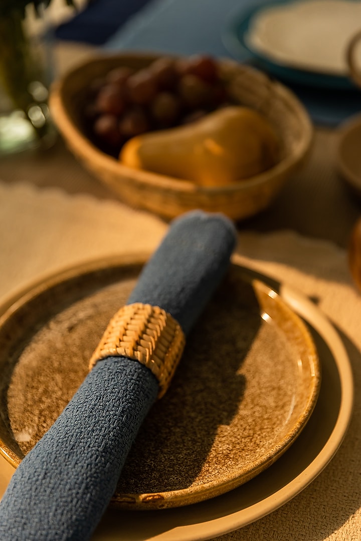 Cobalt Blue & Cream Cotton Table Linen With Mats by Merak Accessories at Pernia's Pop Up Shop