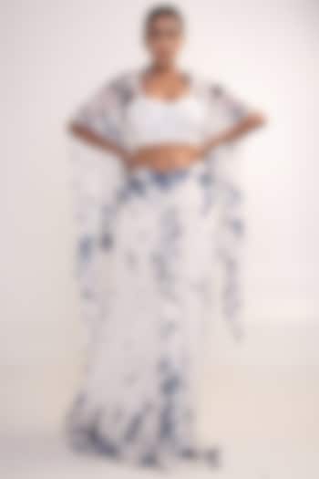White & Blue Georgette Tie-Dye Printed Co-Ord Set by Merge Design at Pernia's Pop Up Shop