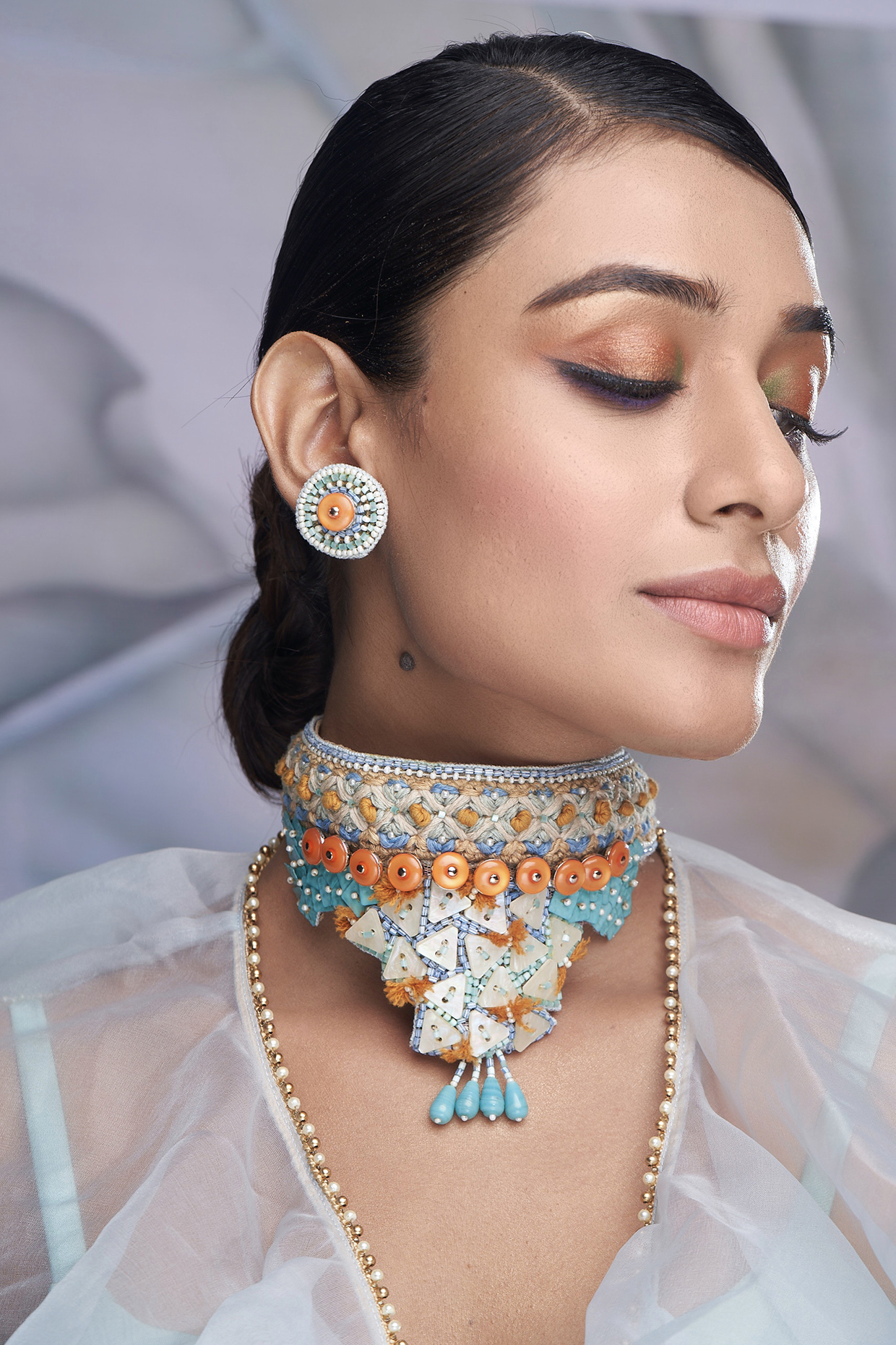 Multi-Colored Stone & Shell Choker Necklace Set by TORQUE by Merge at Pernia's Pop Up Shop