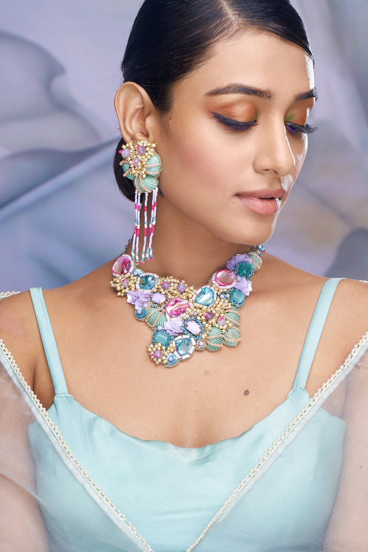 Multi-Colored Stone & Sequinned Necklace Set by TORQUE by Merge at Pernia's Pop Up Shop