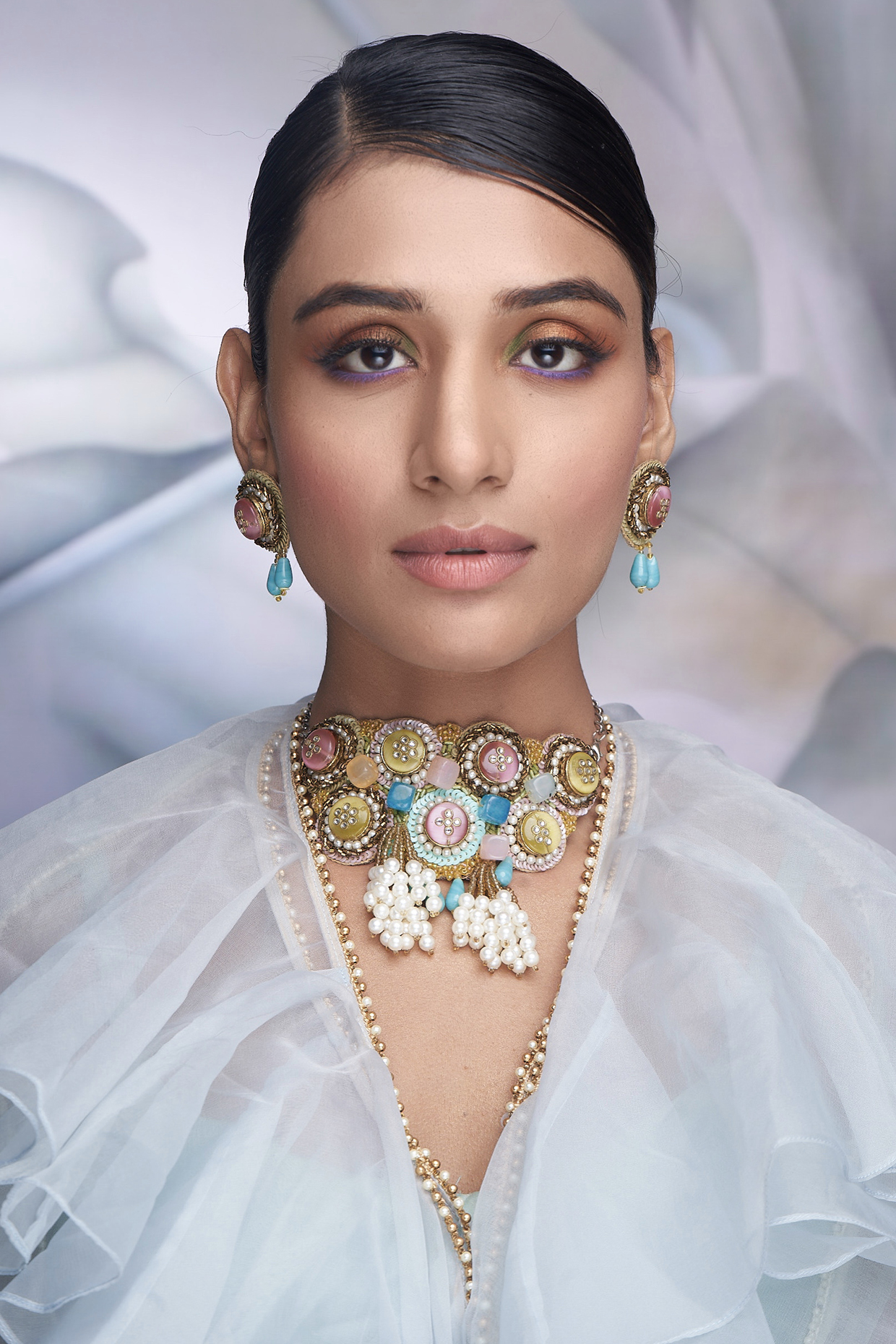 Yellow Stone & Sequinned Necklace Set by TORQUE by Merge at Pernia's Pop Up Shop