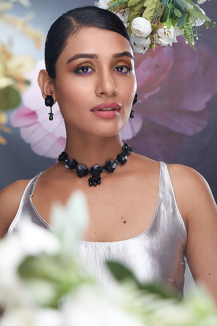 Black Sequin & Beaded Necklace Set by TORQUE by Merge at Pernia's Pop Up Shop