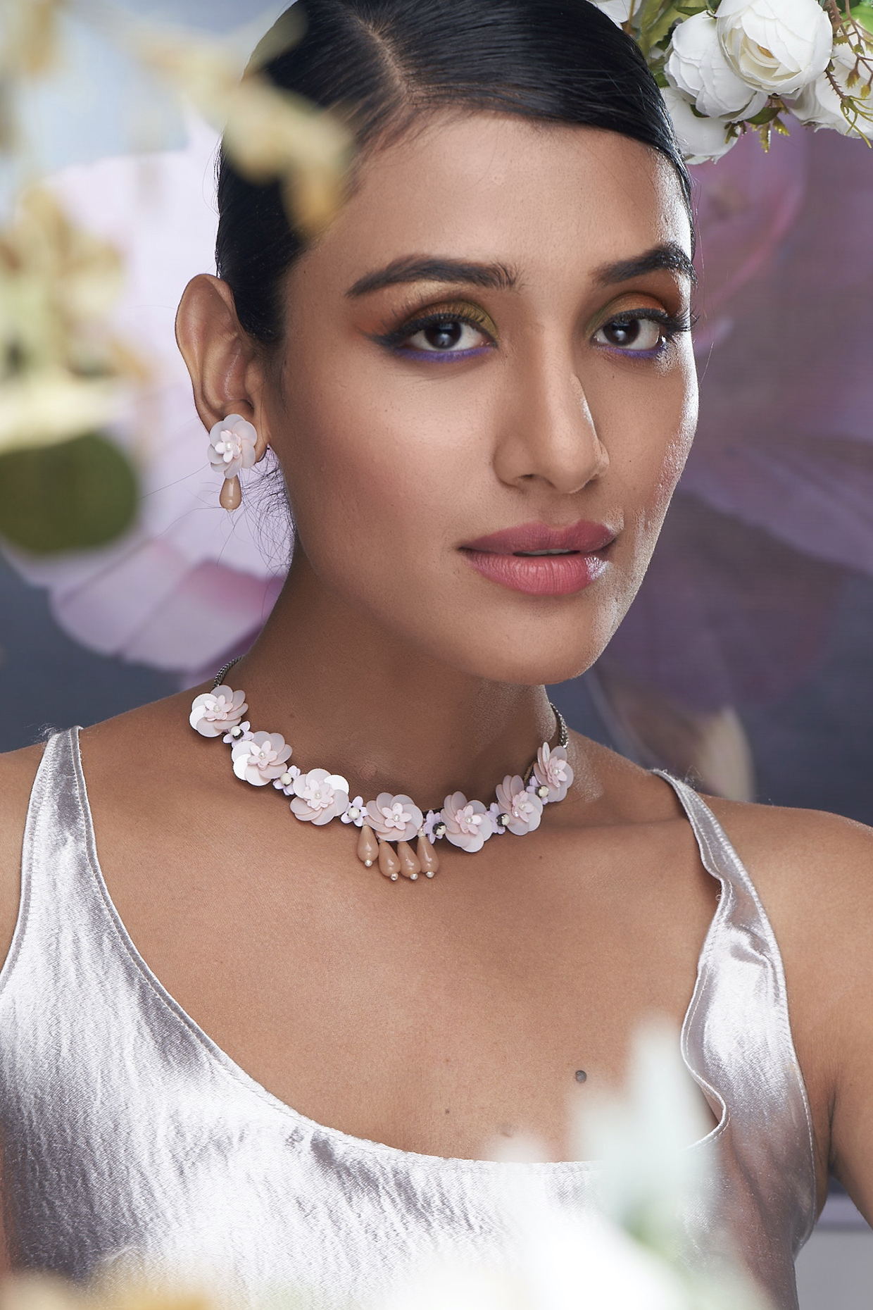 Pink Sequin & Stone Necklace Set by TORQUE by Merge at Pernia's Pop Up Shop