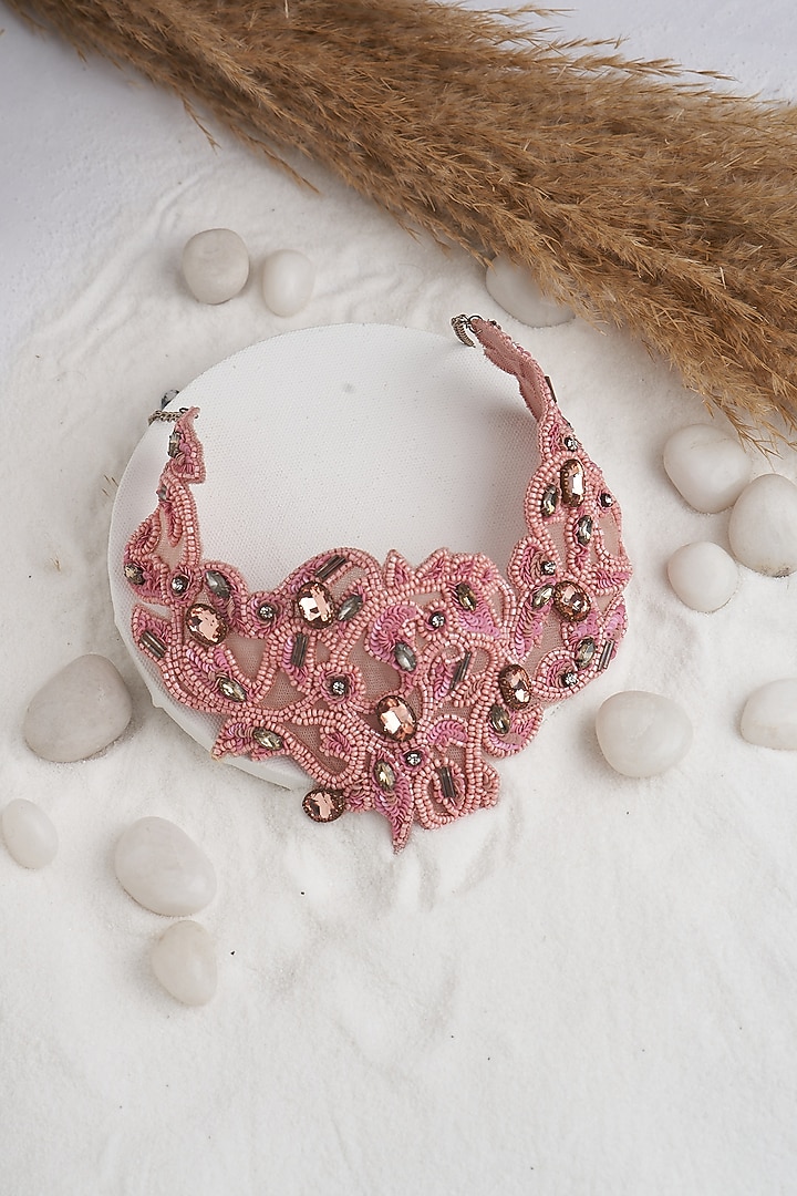 Peach Stone & Beaded Choker Necklace by TORQUE by Merge at Pernia's Pop Up Shop