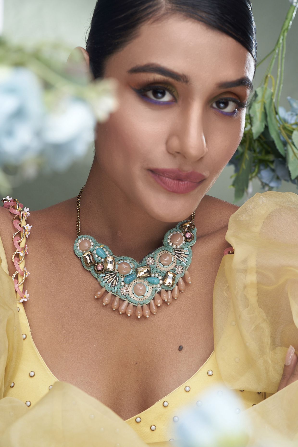 Blue Stone & Shell Necklace by TORQUE by Merge at Pernia's Pop Up Shop