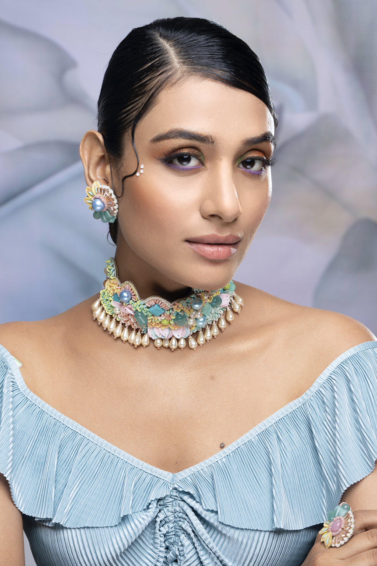 Multi-Colored Stone & Pipe Stud Earrings by TORQUE by Merge at Pernia's Pop Up Shop