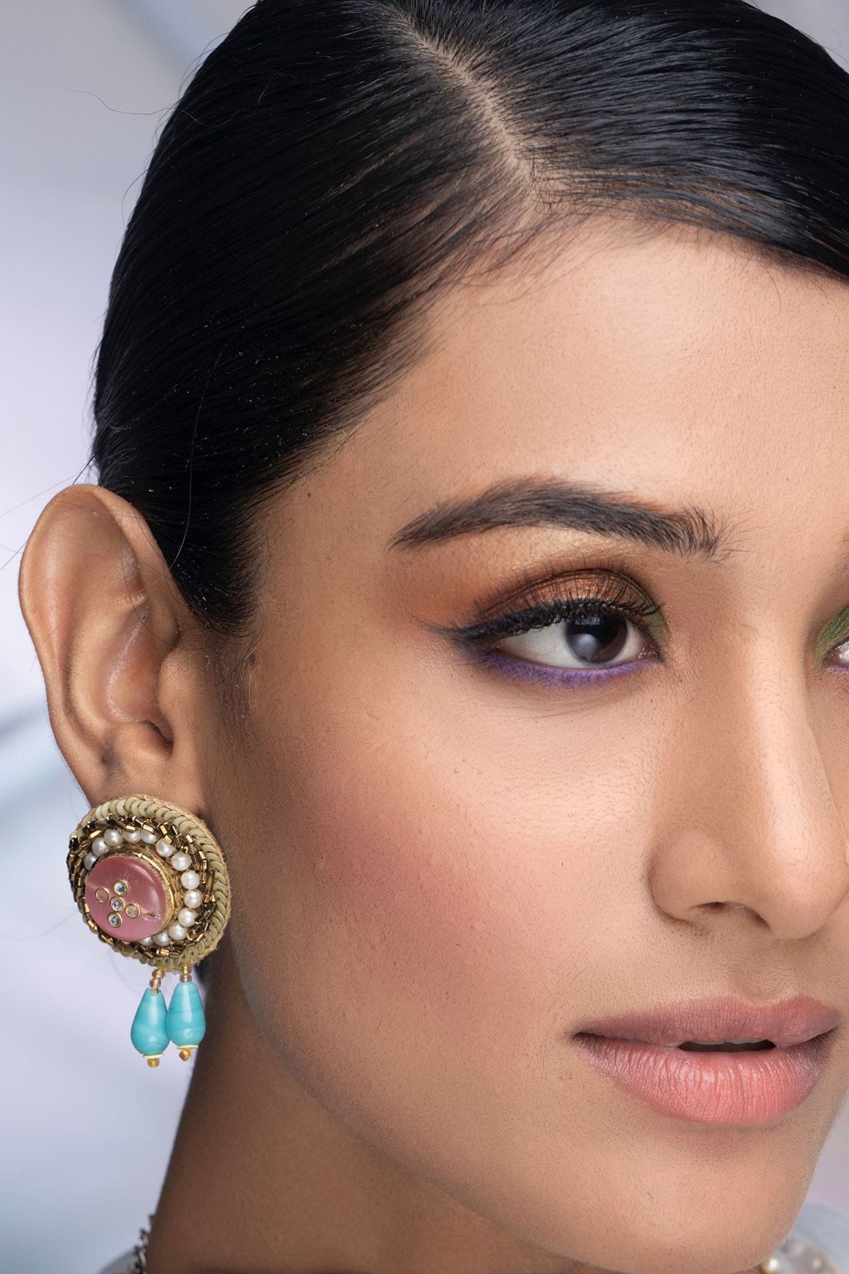 Multi-Colored Stone & Pearl Stud Earrings by TORQUE by Merge at Pernia's Pop Up Shop