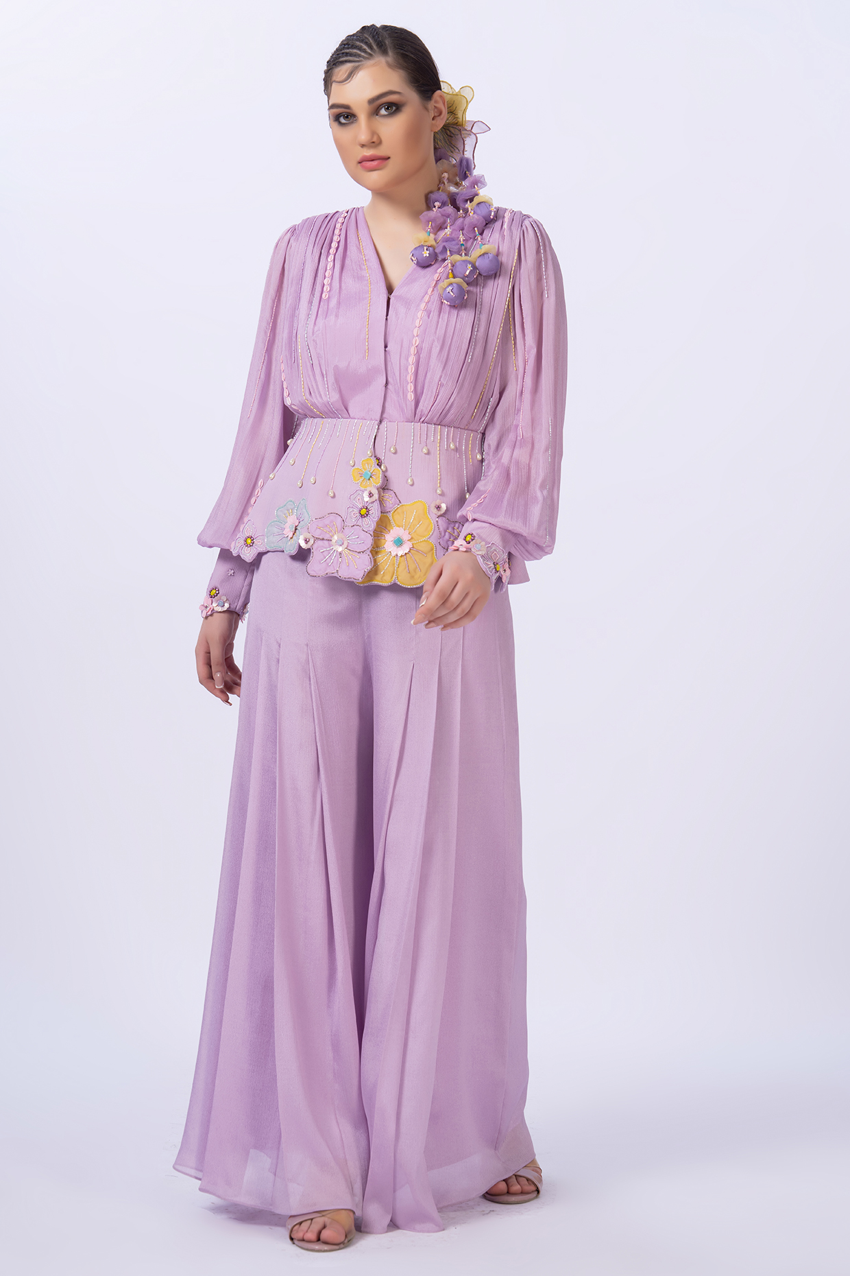 Lavender Chiffon Pant Set by Merge Design at Pernia's Pop Up Shop