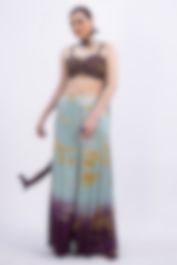 Green & Wine Modal Satin Pant Set by Merge Design at Pernia's Pop Up Shop