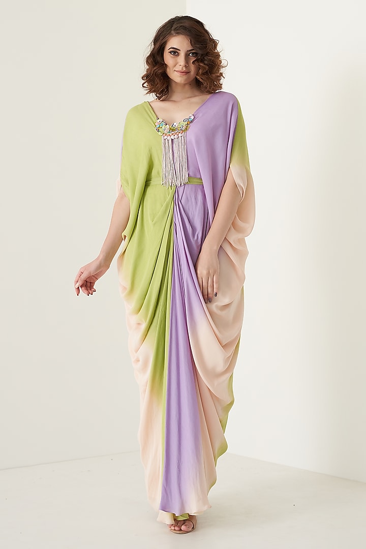 Multi-Coloured Embroidered Kaftan by Merge Design