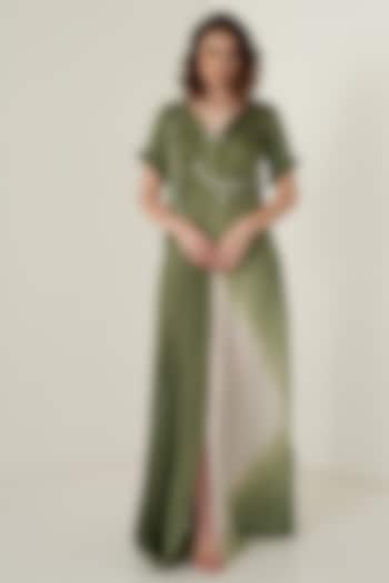 Moss Green Modal Satin Summer Dress by Merge Design at Pernia's Pop Up Shop