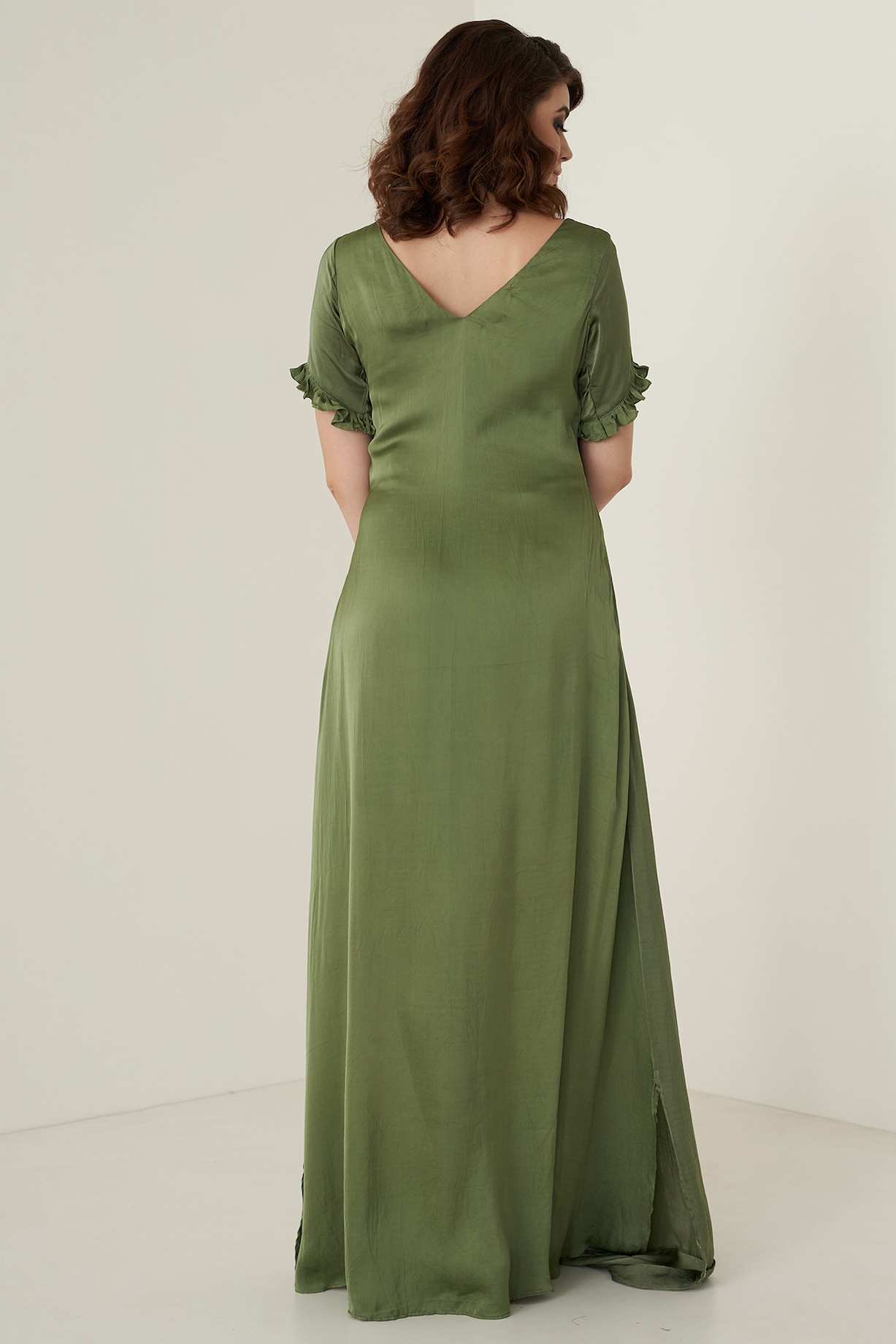 Moss Green Modal Satin Dress by Merge Design at Pernia's Pop Up Shop 2026 Moss Green Modal Satin Dress by Merge Design at Pernia's Pop Up Shop 2026