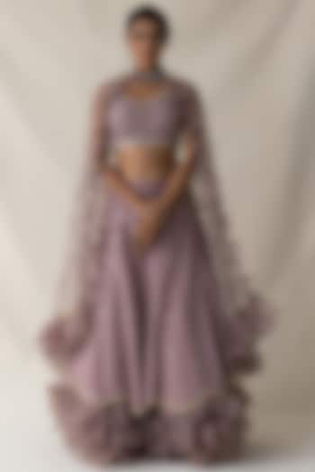 Light Pink Embroidered Wedding Lehenga Set by Merge Design at Pernia's Pop Up Shop