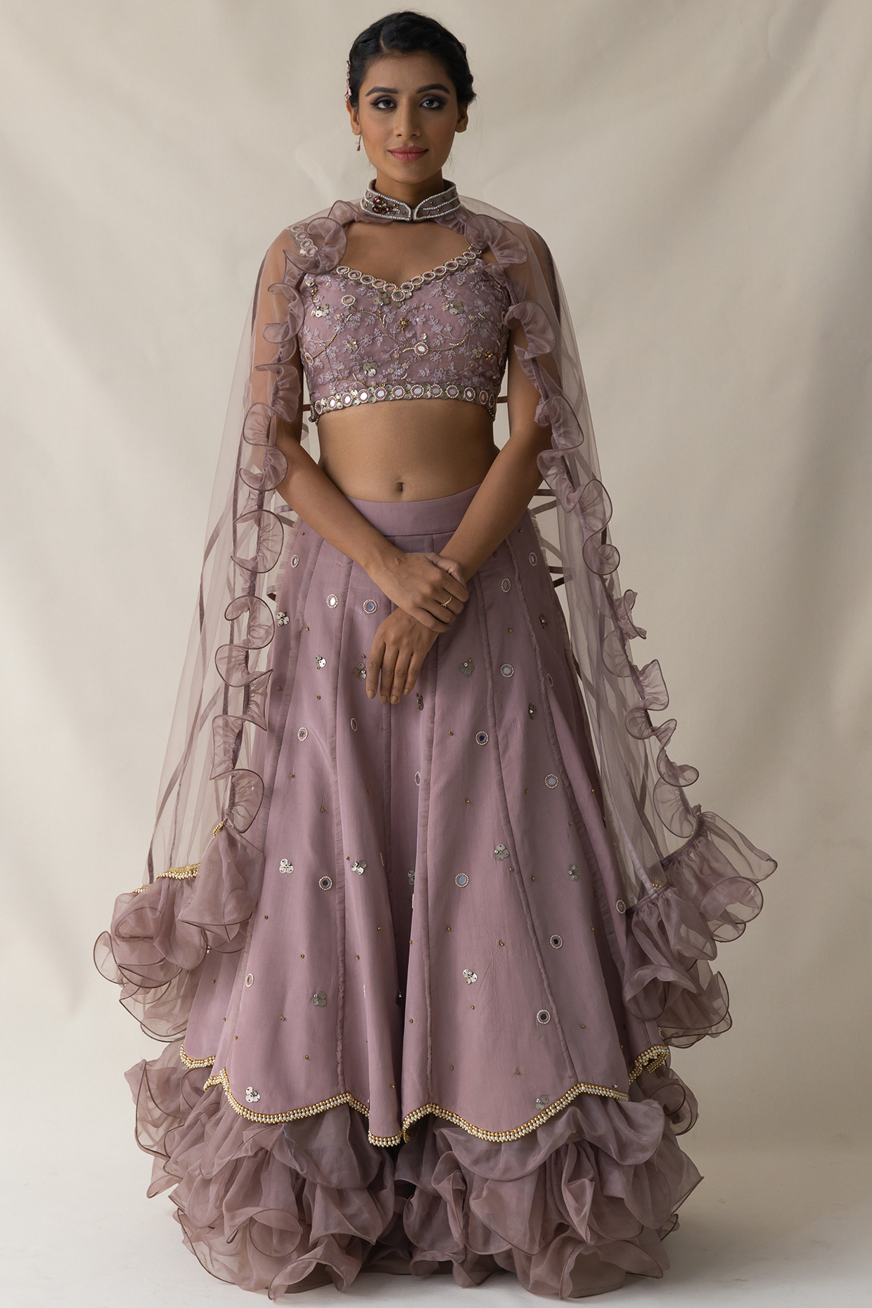 Light Pink Embroidered Wedding Lehenga Set by Merge Design at Pernia's Pop Up Shop