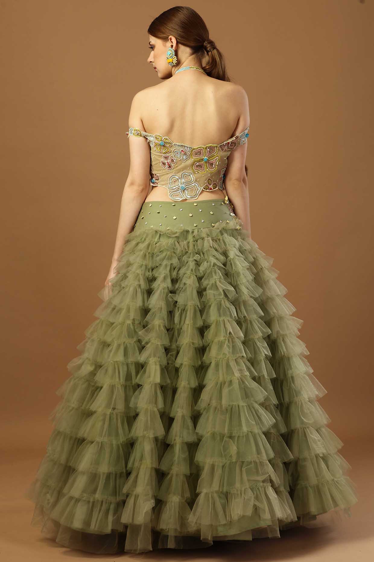 Green net sale skirt dress