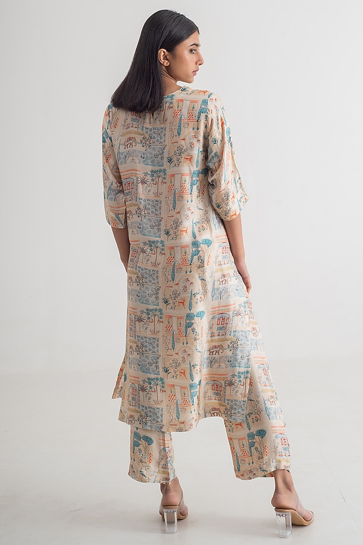 Multi-Colored Modal Silk Imperial Digital Printed Kurta Set by Merakus at Pernia's Pop Up Shop