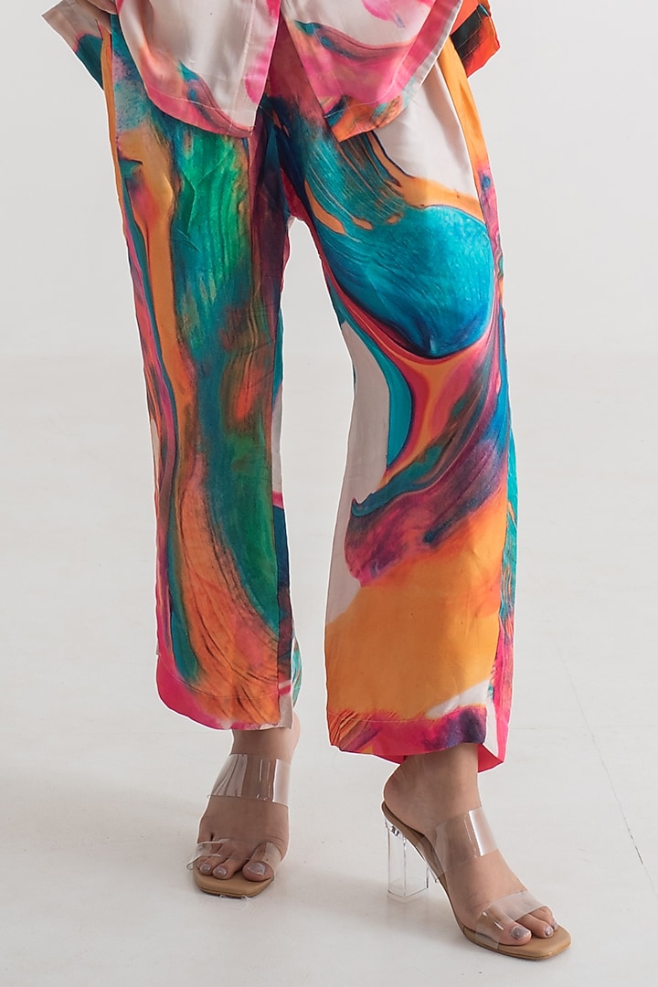 Multi-Colored Modal Silk Abstract Digital Printed Pant Set by Merakus at Pernia's Pop Up Shop