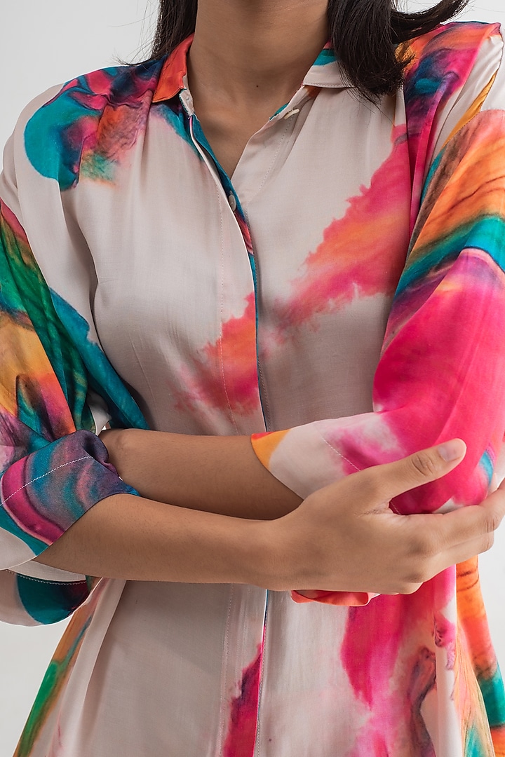 Multi-Colored Modal Silk Abstract Digital Printed Pant Set by Merakus at Pernia's Pop Up Shop
