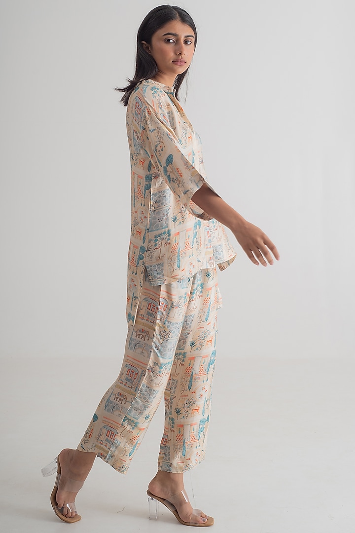Multi-Colored Modal Silk lmperial Printed Co-Ord Set by Merakus at Pernia's Pop Up Shop