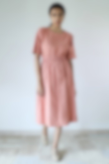 Coral Pink Cotton Poplin Midi Summer Dress by Merakus at Pernia's Pop Up Shop