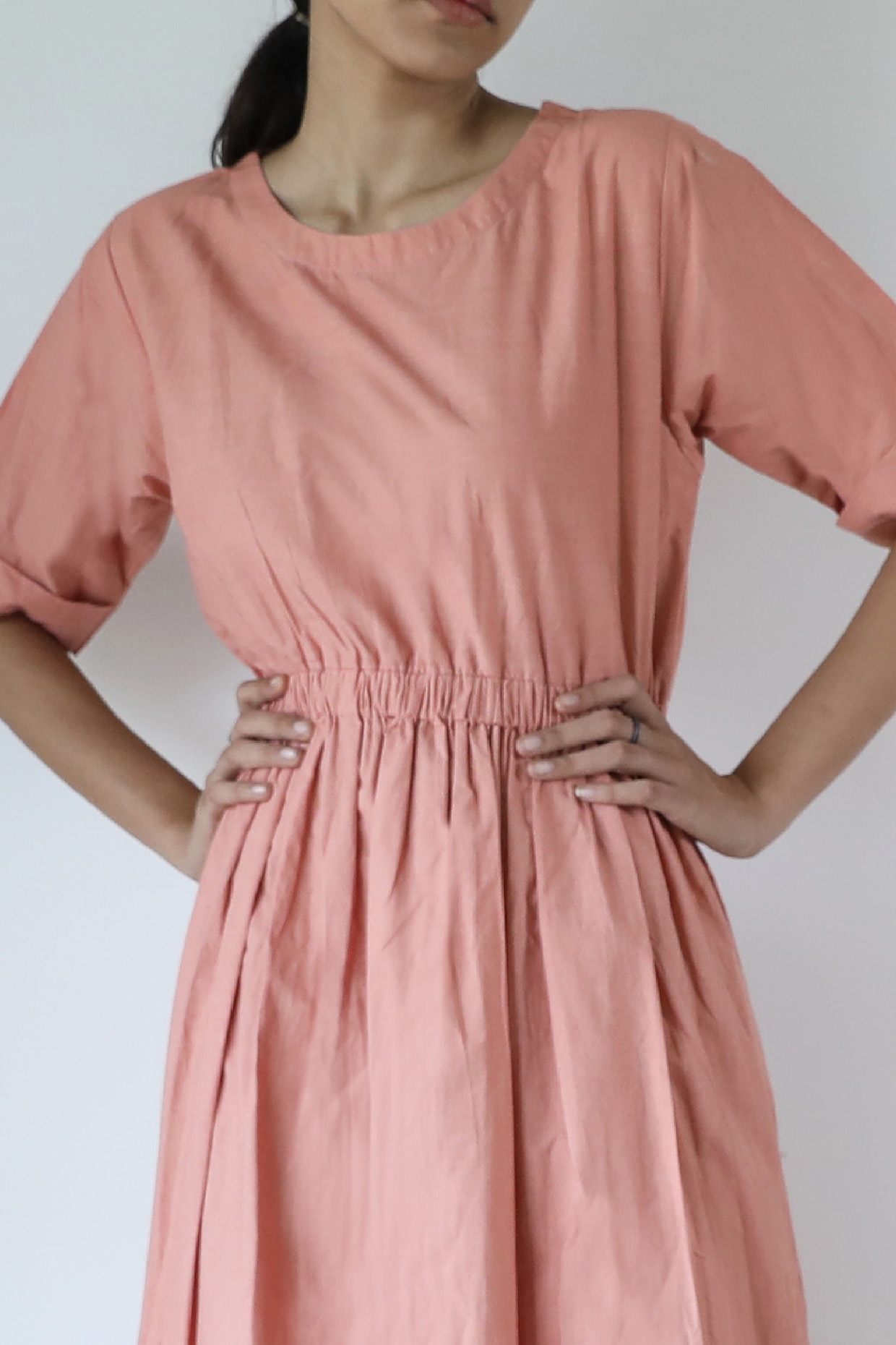 poplin midi dress pink