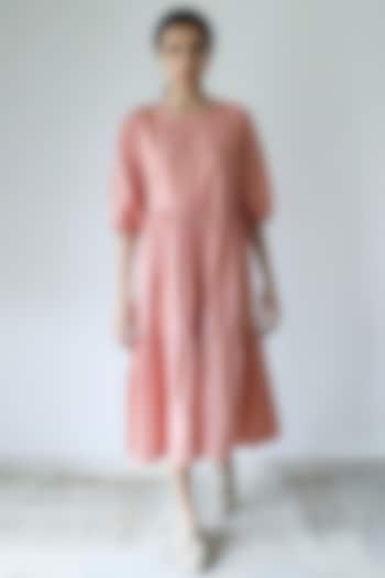 Coral Pink Cotton Poplin Tiered Dress by Merakus