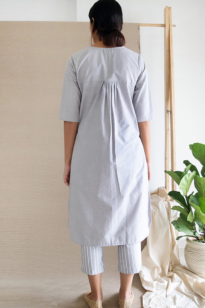 Grey Printed High-Low Tunic by Merakus at Pernia's Pop Up Shop