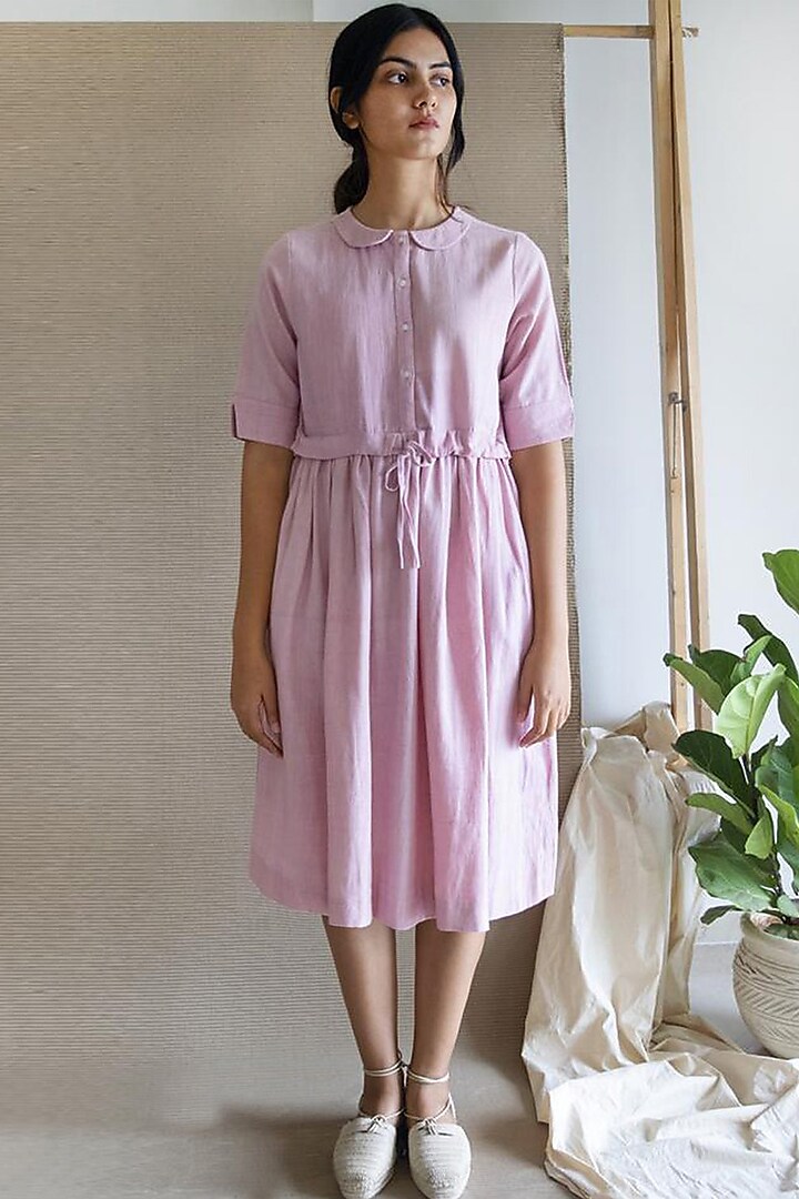 Blush Pink Cotton Dress by Merakus