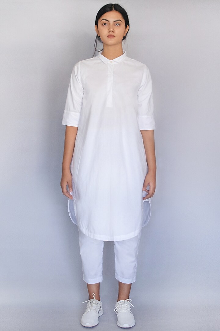 White Cotton Shirt Tunic by Merakus