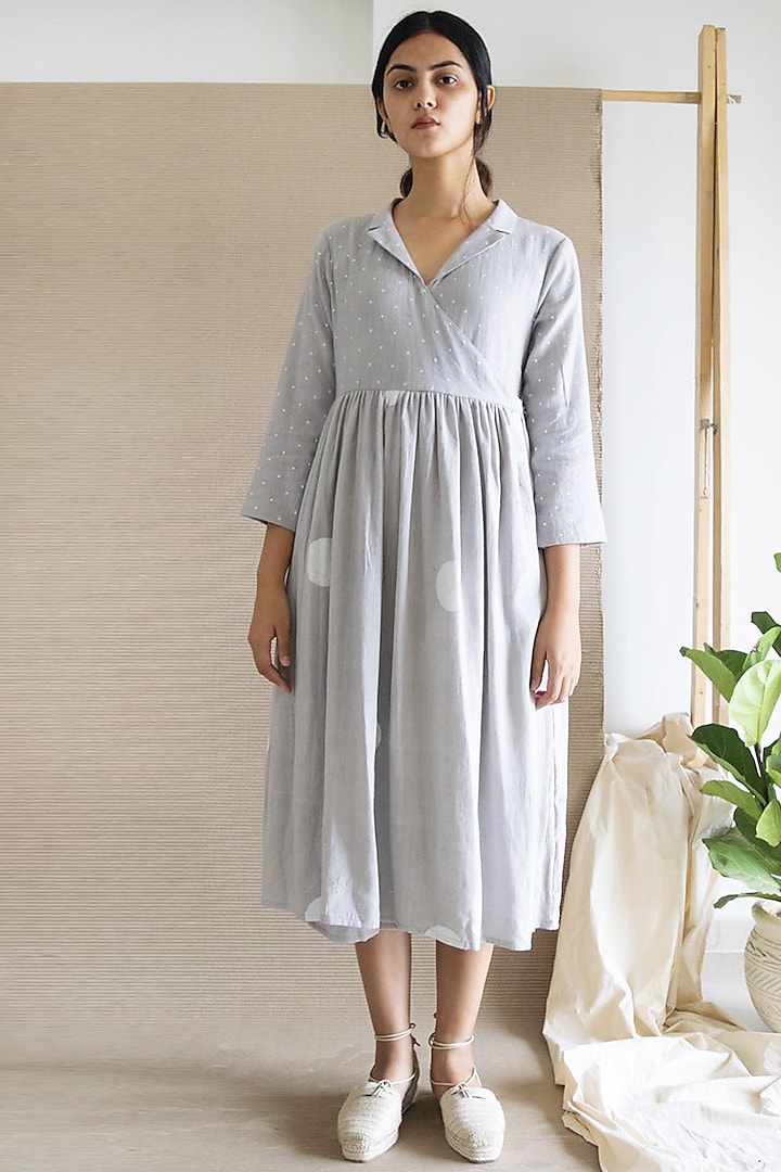 Grey Polka Dotted Dress by Merakus