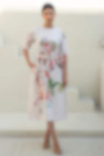 Multi-Colored Cotton Floral Digital Printed Dress With Belt by Merakus at Pernia's Pop Up Shop