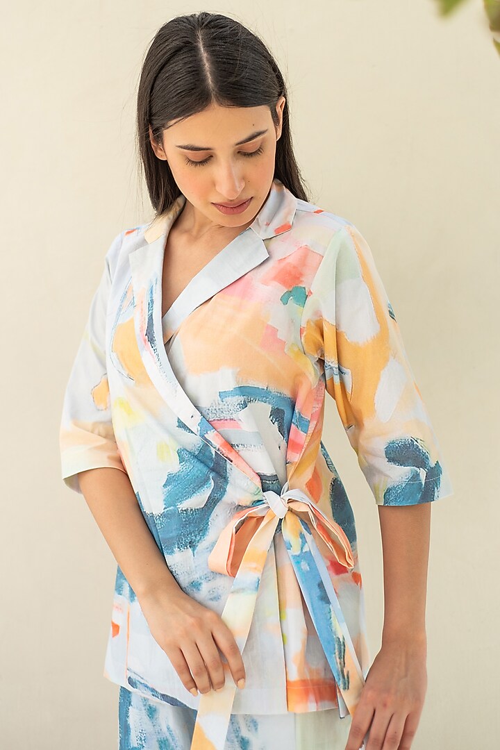 Multi-Colored Cotton Floral Digital Printed Co-Ord Set by Merakus at Pernia's Pop Up Shop