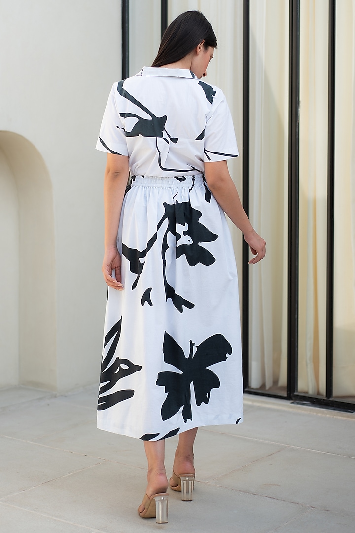 Black & White Cotton Digital Printed Skirt Set by Merakus at Pernia's Pop Up Shop