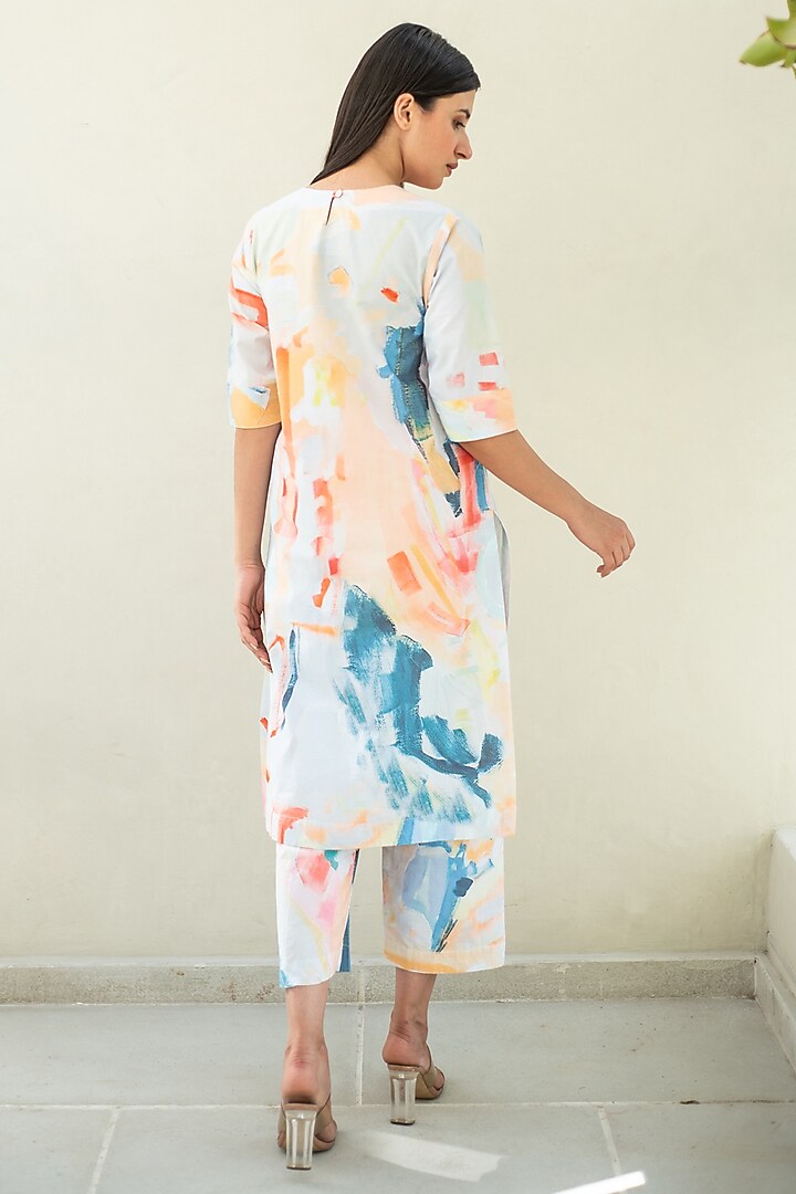 Multi-Colored Cotton Abstract Digital Printed Tunic Set by Merakus at Pernia's Pop Up Shop