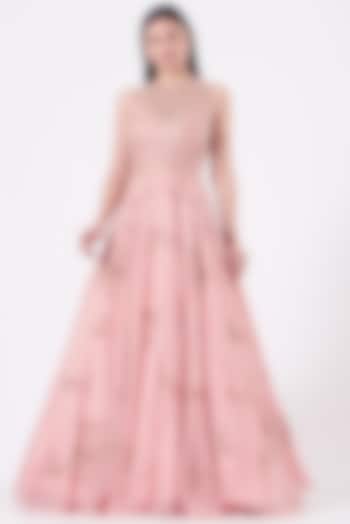 Light Rose Pink Embroidered Wedding Gown by Mirroir at Pernia's Pop Up Shop