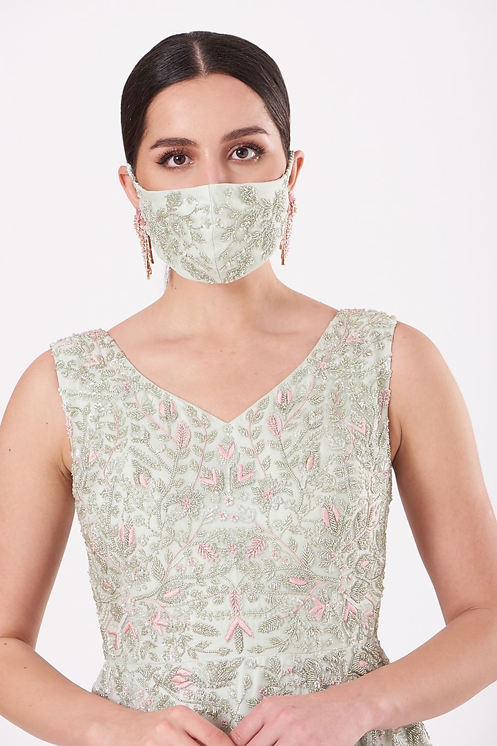 Mint Green Embellished Gown by Mirroir at Pernia's Pop Up Shop 2025