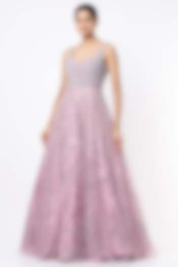 Lilac Embroidered Gown by Mirroir