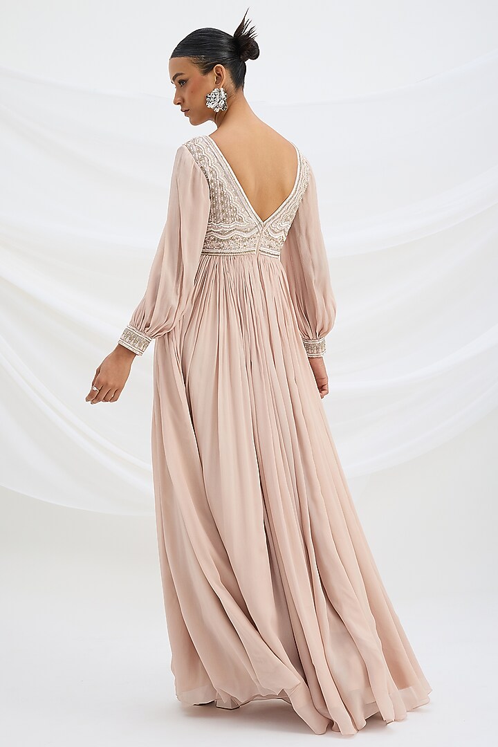 Light Pink Viscose Crepe Sequin Embroidered Cocktail Dress With Dupatta by Mirroir at Pernia's Pop Up Shop