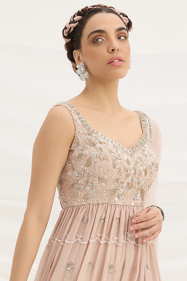 Light Pink Viscose Crepe Wedding Sharara Set by Mirroir at Pernia's Pop Up Shop