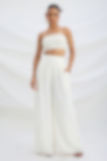 Ivory Viscose Crepe Skirt Set by Mirroir at Pernia's Pop Up Shop