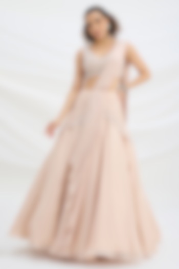 Light Pink American Crepe Sequin Embroidered Wedding Lehenga Set by Mirroir at Pernia's Pop Up Shop