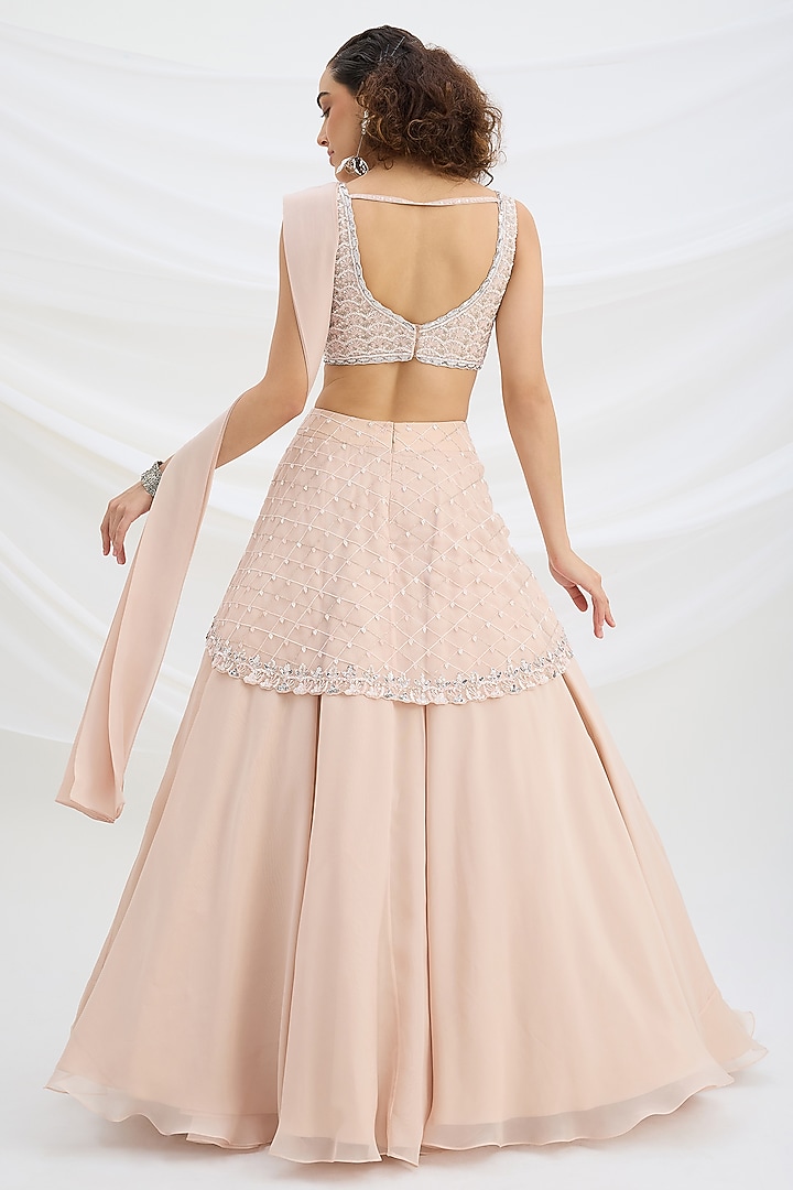 Light Pink American Crepe Sequin Embroidered Wedding Lehenga Set by Mirroir at Pernia's Pop Up Shop