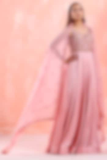 Pastel Pink Net Gown by Mirroir