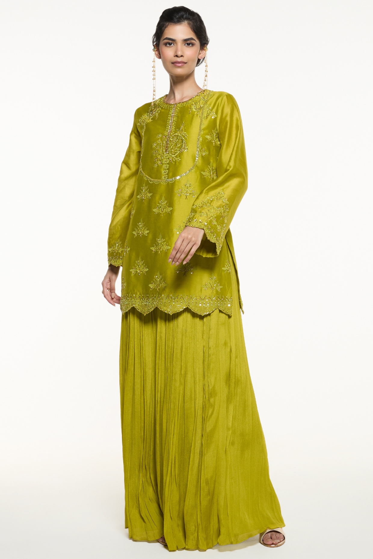 Mirroir Green Chanderi Sharara Set