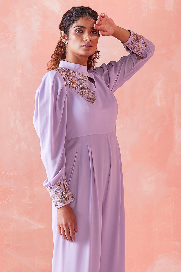 Lilac Embroidered Jumpsuit by Mirroir at Pernia's Pop Up Shop