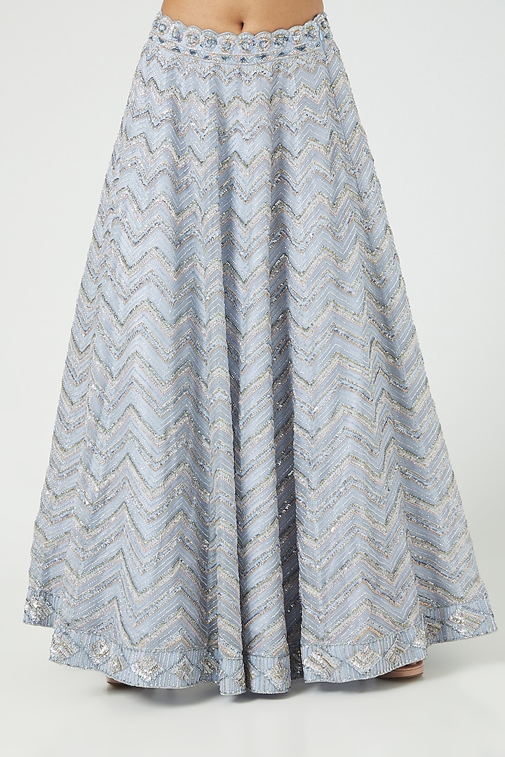 Sky Blue Embroidered Bridal Lehenga Set by Mirroir at Pernia's Pop Up Shop