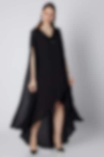 Black Embroidered Flowy Dress by Mirroir
