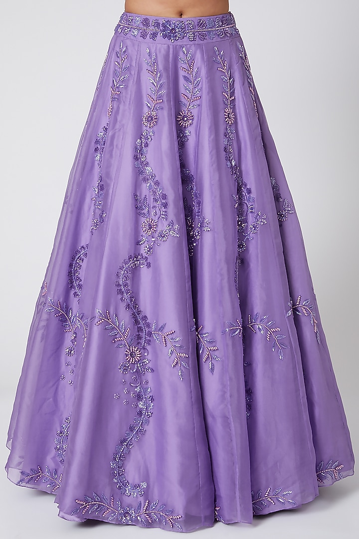 Lilac Embroidered Draped Wedding Lehenga by Mirroir at Pernia's Pop Up Shop