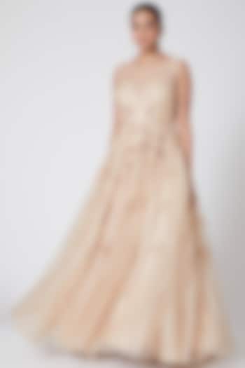 Champaign Gold Embroidered Gown by Mirroir at Pernia's Pop Up Shop
